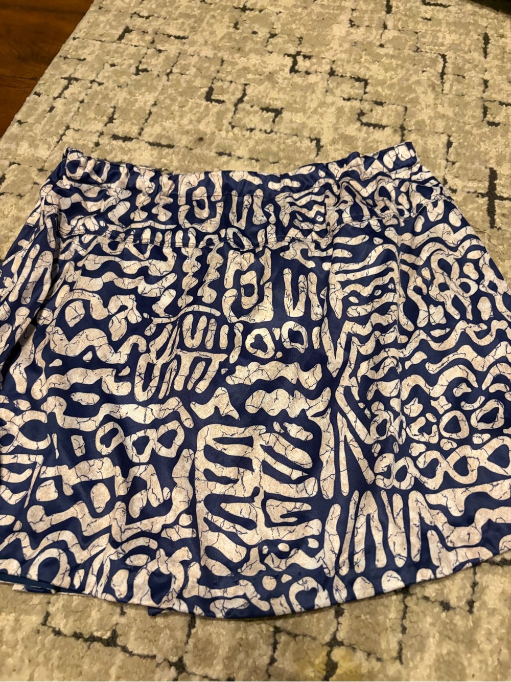 Blue and Tan Printed Swim Coverup Skirt, no trunks